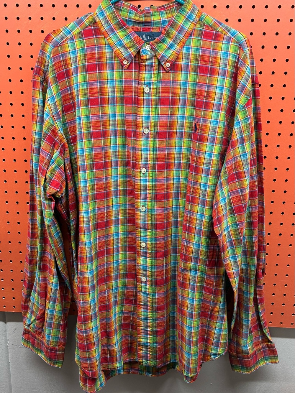 Ralph Lauren Red Multi-Plaid Button-Down Shirt Long Sleeve XXL 2XL